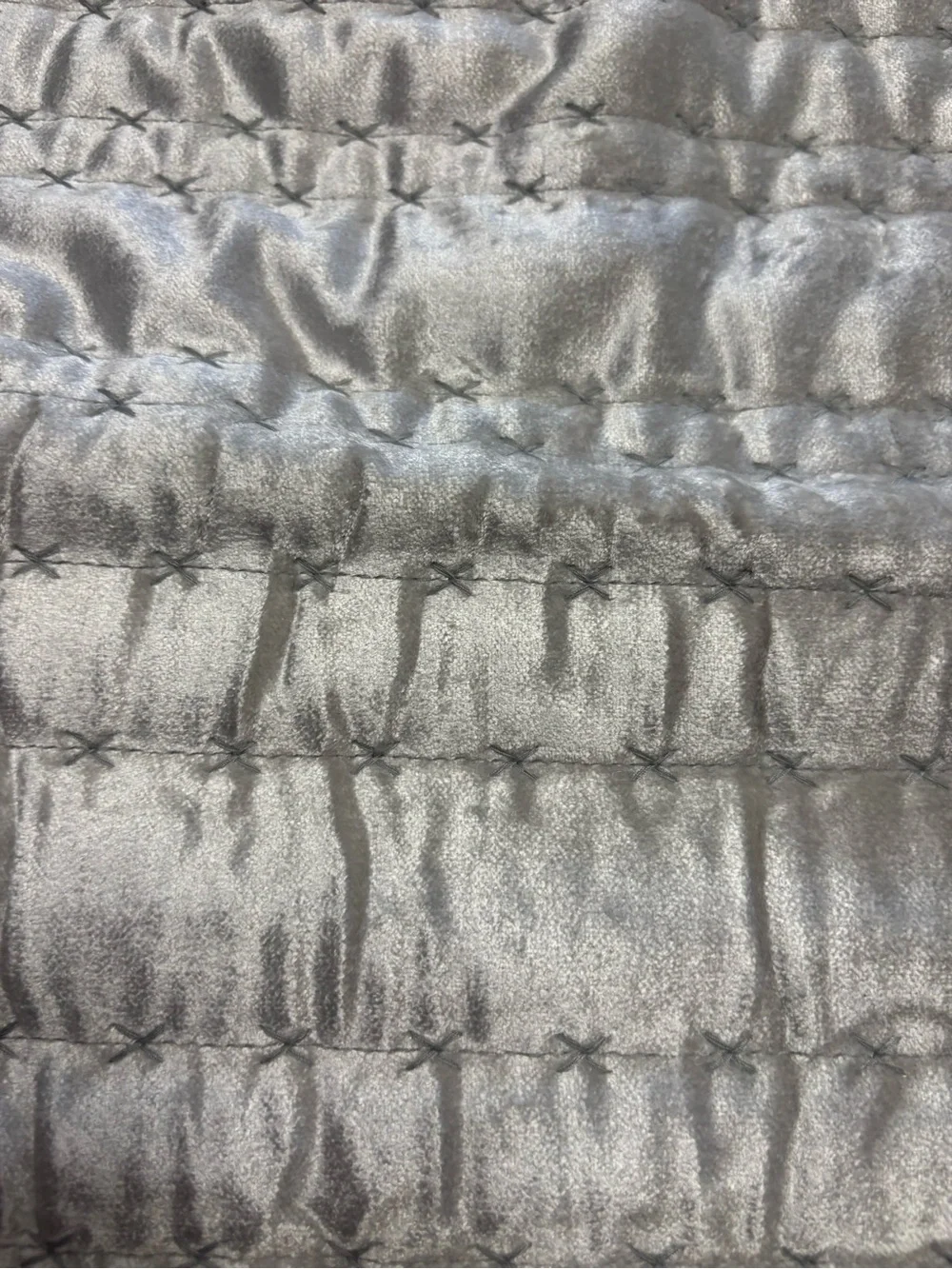 NEW Hotel Collection Quilted Standard Pillow Sham Silver Velvet Set of 1 READ